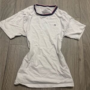 Tommy Hilfiger White Tee with Red & Navy Collar Trim